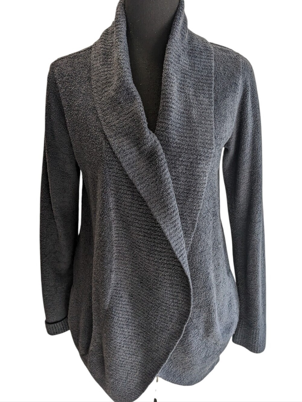 Barefoot Dreams Navy Shawl Collar Open-Front Cardigan Size M